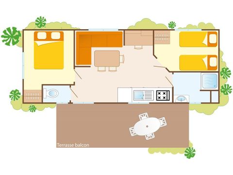 Mobile home 6 persons - Mobile-home | Comfort XL | 2 Bedrooms | 4/6 Pers. | Elevated Terrace | Air-conditioning