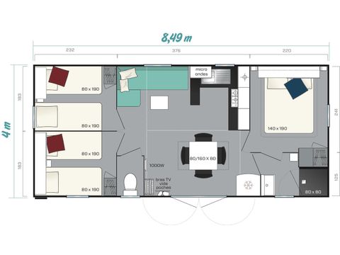 Mobile home 7 persons - FAMILY XL AIR-CONDITIONED - MASTER SUITE