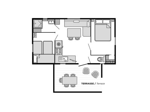 Mobile home 5 persons - COTTAGE - 2 bedrooms - Air conditioning - TV