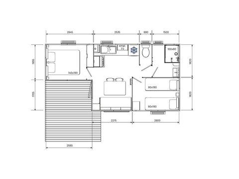 Mobile home 4 persons - Ciela Confort Compact - 2 bedrooms