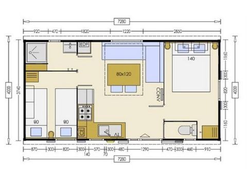 Mobile home 4 persons - 2 rooms Comfort + Ibiza