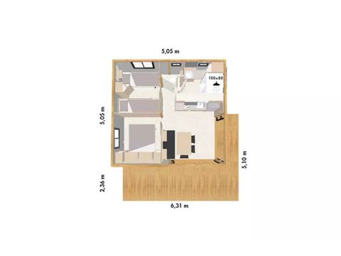 Chalet 4 persons - Prestige 2 rooms 5 people, Covered terrace, TV, LV, CLIM, 25m² (2025)