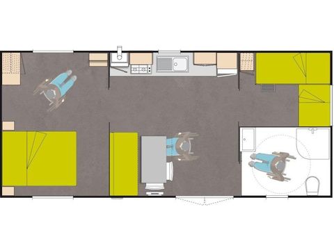 Mobile home 5 persons - Cottage 33 m² Reduced mobility 2 bedrooms TV/CLIM