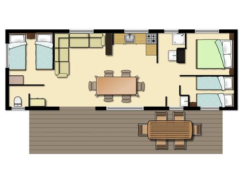 MOBILE HOME 6 people - Cottage Confort "Camargue" 29m² 3ch 4/6 pers