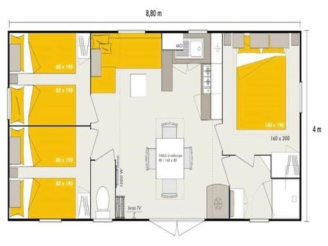 MOBILE HOME 8 people - Premium 4 Rooms 6/8 Persons + TV