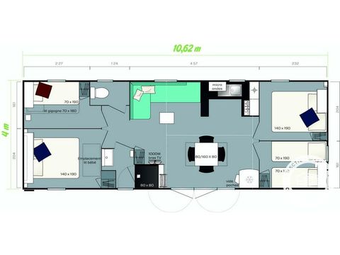 MOBILE HOME 8 people - 5 rooms 8 persons + TV