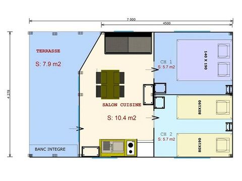 CANVAS AND WOOD TENT 4 people - Comfort 3 Rooms 4 People Without Sanitary