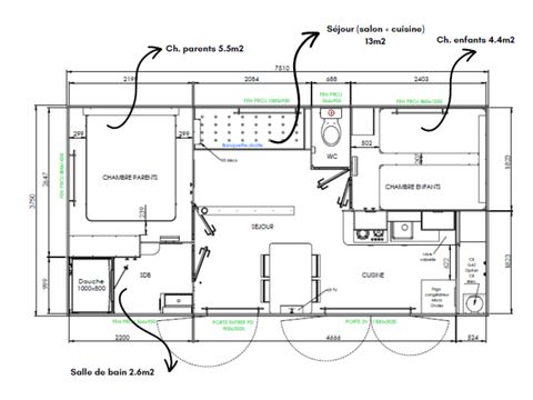 Mobile home 4 persons - Homeflower Premium 29m² (2 bedrooms)