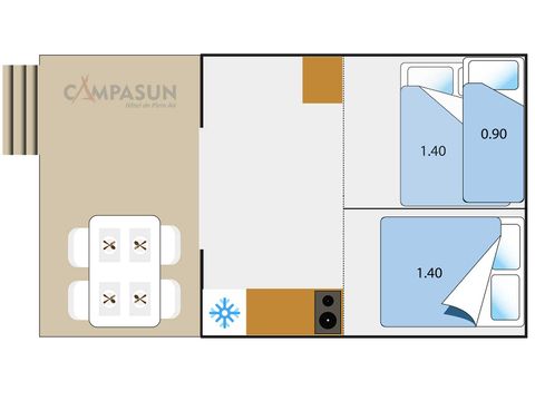 CANVAS AND WOOD TENT 4 people - Eco Lodge Verdon - 34m² - 2 bedrooms (without bathroom)