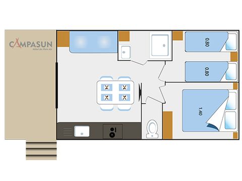 UNUSUAL ACCOMMODATION 4 people - Mobile home Cottage Premium 2 Bedrooms - air conditioning - Dishwasher