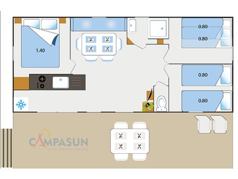 MOBILE HOME 6 people - Cottage Confort 3 Bedrooms + Air Conditioning + Dishwasher