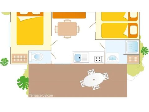 MOBILE HOME 4 people - Classic | 2 Bedrooms | 4 Pers. | Raised terrace | Air-con.