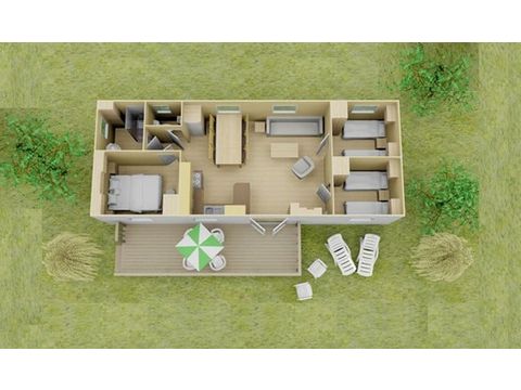Mobile home 6 persons - Mobile-home | Comfort | 3 Bedrooms | 6 Pers. | Raised terrace | Air conditioning