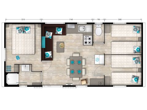 Mobile home 6 persons - Premium | 3 Bedrooms | 6 Pers | Raised terrace | Air conditioning | TV