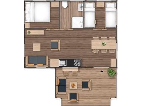 CANVAS AND WOOD TENT 5 people - SAFARI LODGE - 40m²- 2 bedrooms