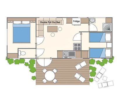 Mobile home 6 persons - Classic | 2 Bedrooms | 4/6 Pers. | Uncovered raised terrace