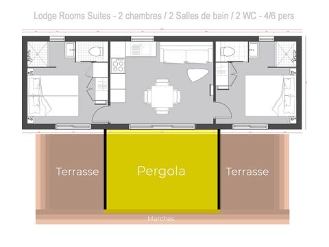 MOBILE HOME 6 people - ROOMS SUITES - TV