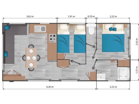 MOBILE HOME 4 people - Comfort + 2 CH 4 pers