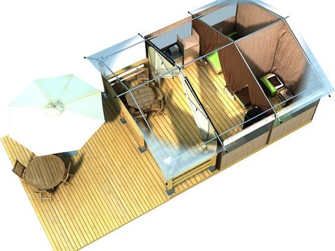 Canvas and wooden tent 5 persons - Lodge VICTORIA 30m² - Luxury finish (Saturday to Saturday)