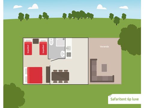 CANVAS AND WOOD TENT 6 people - Luxury