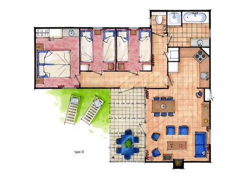 Bungalow 6 persons - D