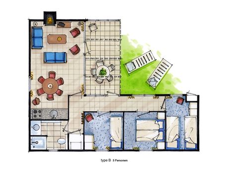 Bungalow 5 persons - B
