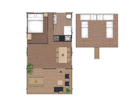 Canvas and wooden tent 6 persons - Spotty Lodge Family (up to 4 adults)