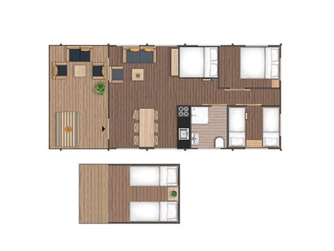 Canvas and wooden tent 8 persons - Premium