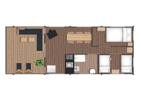 Canvas and wooden tent 5 persons - Comfort