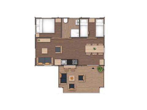 CANVAS AND WOOD TENT 5 people - Safari lodge Deluxe