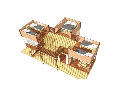 Canvas and wooden tent 6 persons - Air Dreamer 3 Deluxe